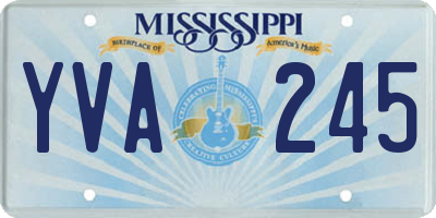 MS license plate YVA245