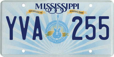 MS license plate YVA255