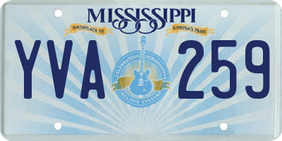 MS license plate YVA259