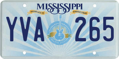 MS license plate YVA265