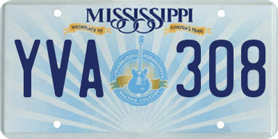 MS license plate YVA308