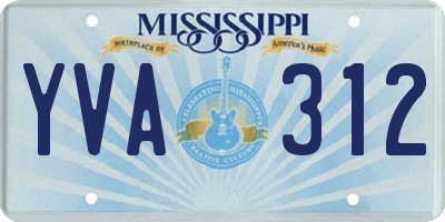 MS license plate YVA312