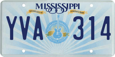 MS license plate YVA314