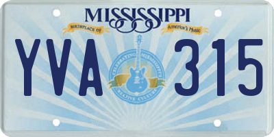 MS license plate YVA315
