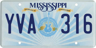 MS license plate YVA316