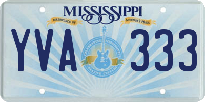 MS license plate YVA333