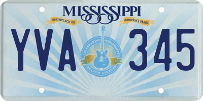 MS license plate YVA345