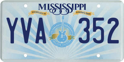 MS license plate YVA352