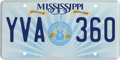 MS license plate YVA360