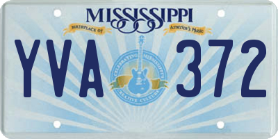 MS license plate YVA372