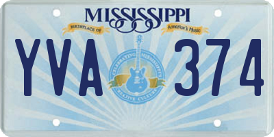 MS license plate YVA374