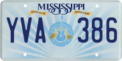 MS license plate YVA386