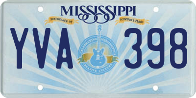 MS license plate YVA398