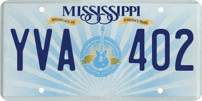 MS license plate YVA402