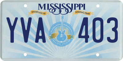 MS license plate YVA403