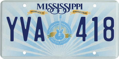 MS license plate YVA418