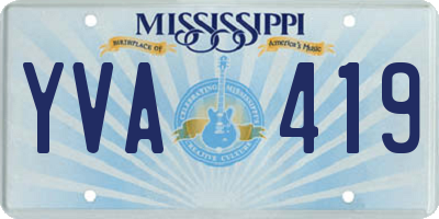 MS license plate YVA419