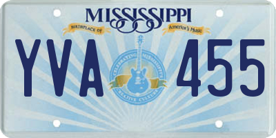 MS license plate YVA455