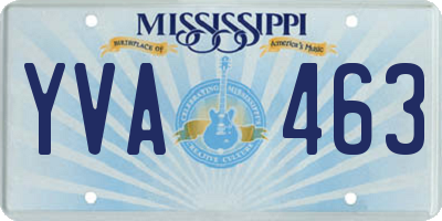 MS license plate YVA463