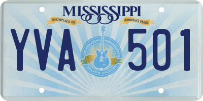 MS license plate YVA501