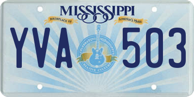 MS license plate YVA503