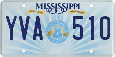MS license plate YVA510