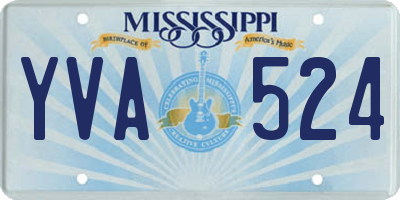 MS license plate YVA524