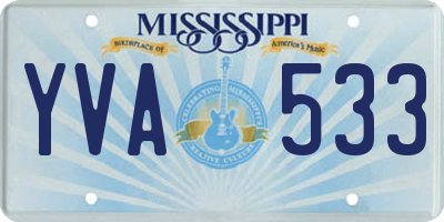 MS license plate YVA533