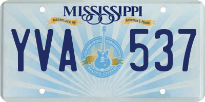 MS license plate YVA537