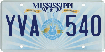 MS license plate YVA540