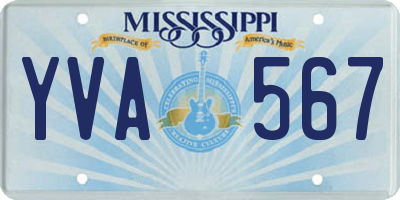 MS license plate YVA567