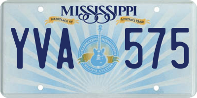MS license plate YVA575