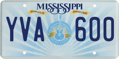 MS license plate YVA600