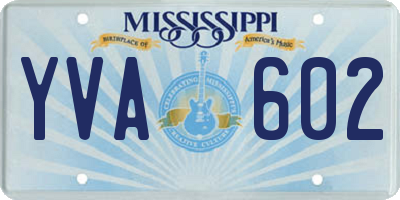 MS license plate YVA602