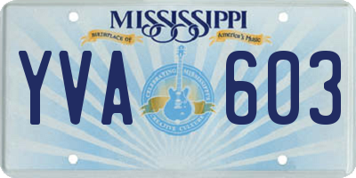 MS license plate YVA603