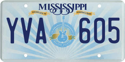 MS license plate YVA605