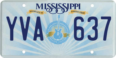 MS license plate YVA637