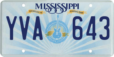 MS license plate YVA643