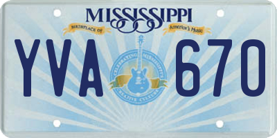 MS license plate YVA670