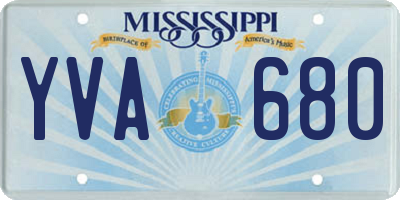 MS license plate YVA680