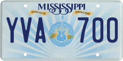 MS license plate YVA700