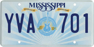 MS license plate YVA701