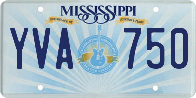 MS license plate YVA750