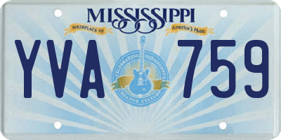 MS license plate YVA759