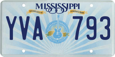 MS license plate YVA793