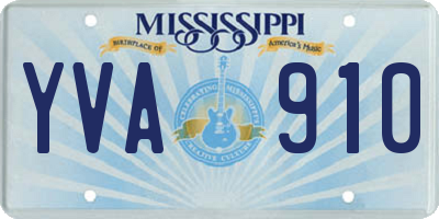 MS license plate YVA910