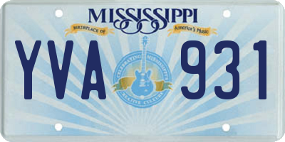 MS license plate YVA931