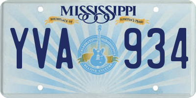 MS license plate YVA934