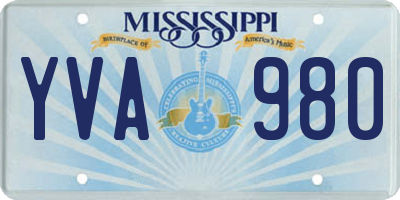 MS license plate YVA980