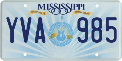 MS license plate YVA985
